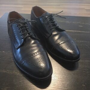 Vtg Allen Edmonds Sanford 5207 Size 11 Black Leather Cap Toe Derby Made In USA